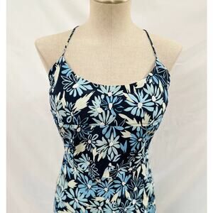 🦋241🦋 Express 90s Y2k Dress Blue Chiffon Floral Spaghetti Strap 8 or L